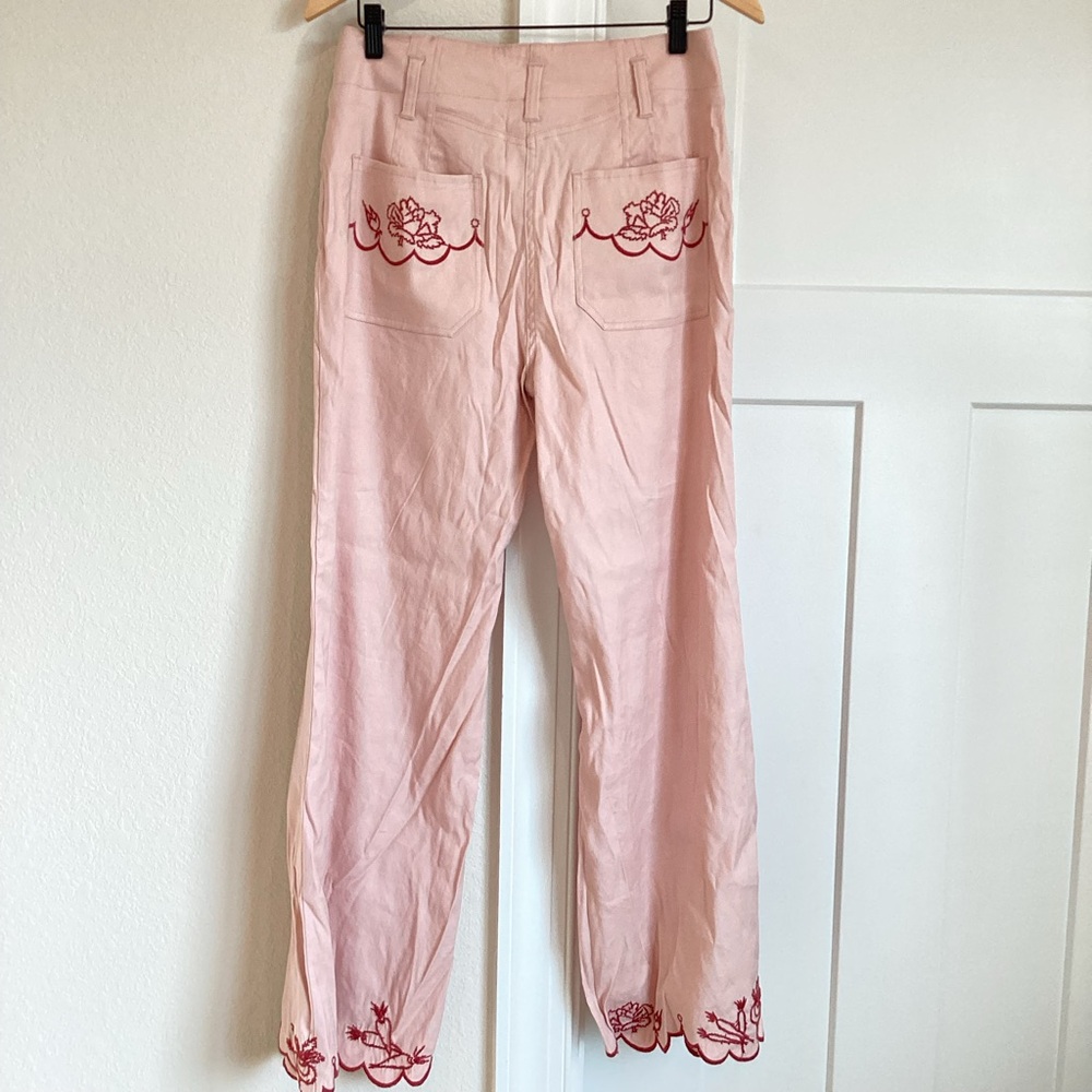 🥬🐇NWOT Anthropologie Maeve Junie Embroidered High-Rise Flare Pants 29 Bunny - Picture 10 of 15